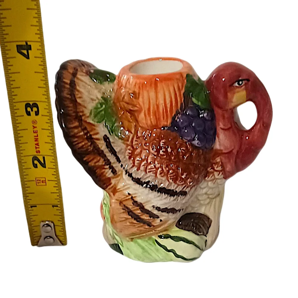 Vtg Turkey‎ Candle Holder Candlestick Ceramic Single Thanksgiving Harvest Autumn